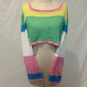 Sincerely Jules rainbow croquet top medium